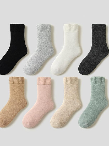 Women's Crew Socks Thick Winter Warm Socks Home Office Work Solid Color Wool Spandex Nylon Basic Casual Classic Warm Casual 1 Pair - LuckyFash™