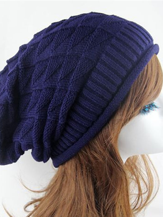 Women's Hat Beanie / Slouchy Black Purple Wine Outdoor Home Street Knitted Pure Color Portable Windproof Comfort - LuckyFash™