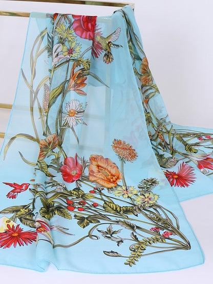 Women's Scarves Shawl Gift Daily Holiday Flowers Chiffon Vacation Bohemia Sunscreen Outdoor Casual / Daily 1 PC - LuckyFash™