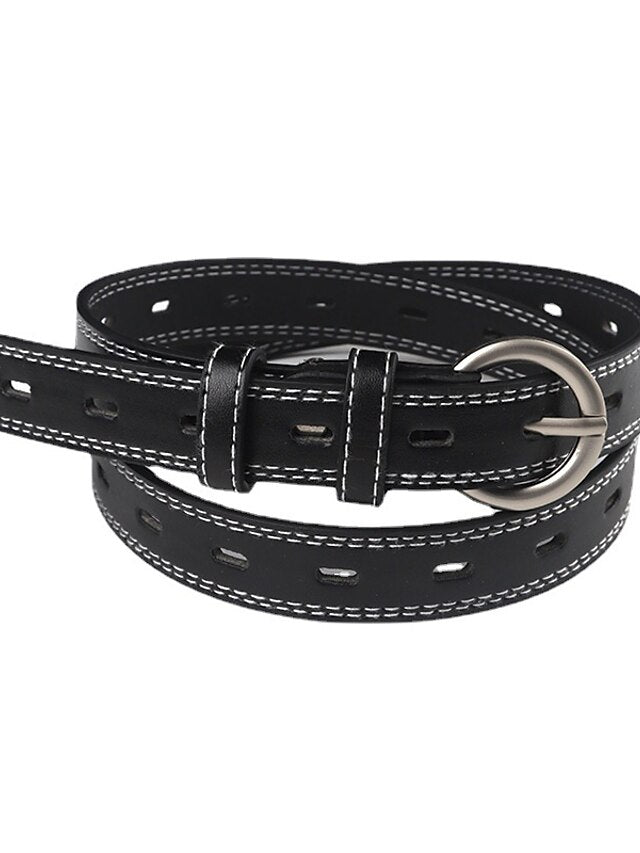 Women's Unisex PU Buckle Belt PU Leather Prong Buckle Plain Casual Classic Party Daily White Black Brown - LuckyFash™