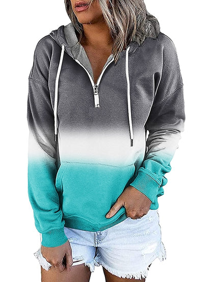 Women's Hoodie Sweatshirt Pullover Streetwear Casual Front Pocket Green Blue Purple Gradient Casual Hooded Long Sleeve S M L XL XXL - LuckyFash™