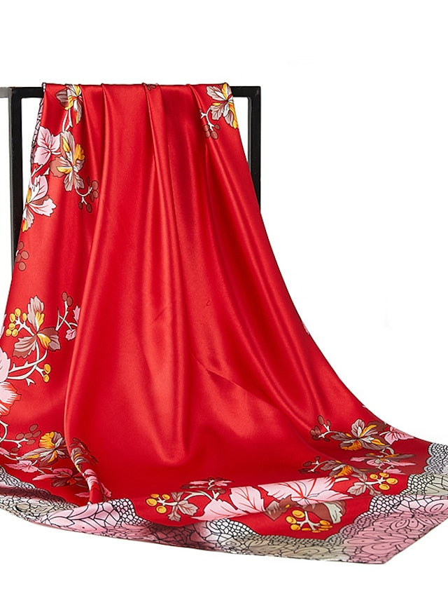 Fashion Shawls Women Daily Bandannas New Print Sunscreen 90X90CM Kerchief Spring Summer Square Silk Scarves - LuckyFash™