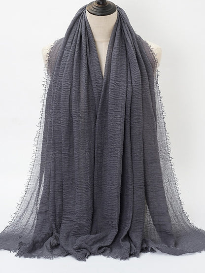 Plain Wrinkle Wrap Cotton Viscose Long Shawl Scarf Women Crinkle Hijab Shawl Muslim Head Hijab Scarf - LuckyFash™