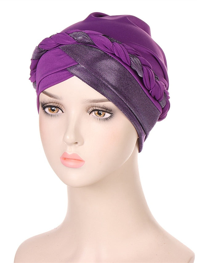 Muslim Turban Glitter Braids Women Forehead Cross Inner Hijab Islamic Head Wrap Arab Underscarf Bonnet Stretchy Cap - LuckyFash™