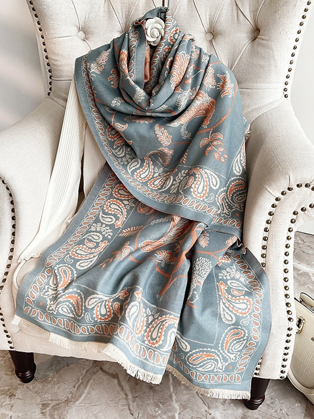 Women's Women's Shawls & Wraps Outdoor Dailywear Holiday Wine Red Pink Scarf Floral - LuckyFash™