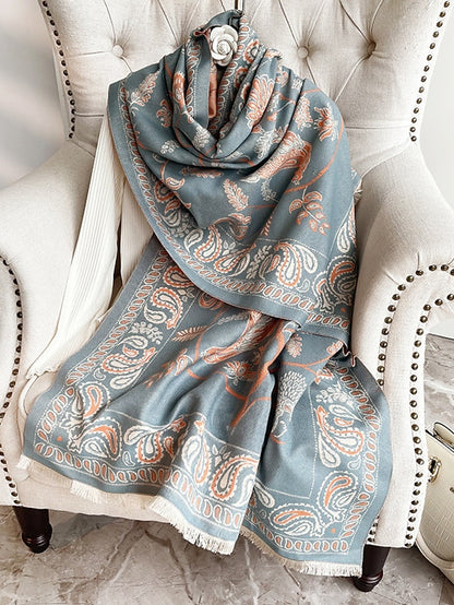 Women's Women's Shawls & Wraps Outdoor Dailywear Holiday Wine Red Pink Scarf Floral - LuckyFash™