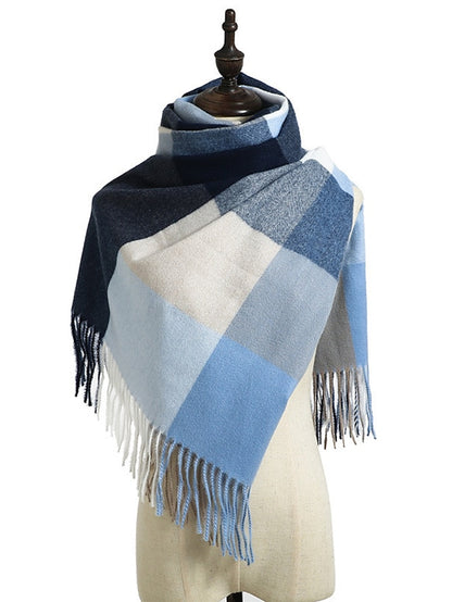 Women's Women's Shawls & Wraps Outdoor Dailywear Holiday Grey Wine Blue Scarf Plaid - LuckyFash™