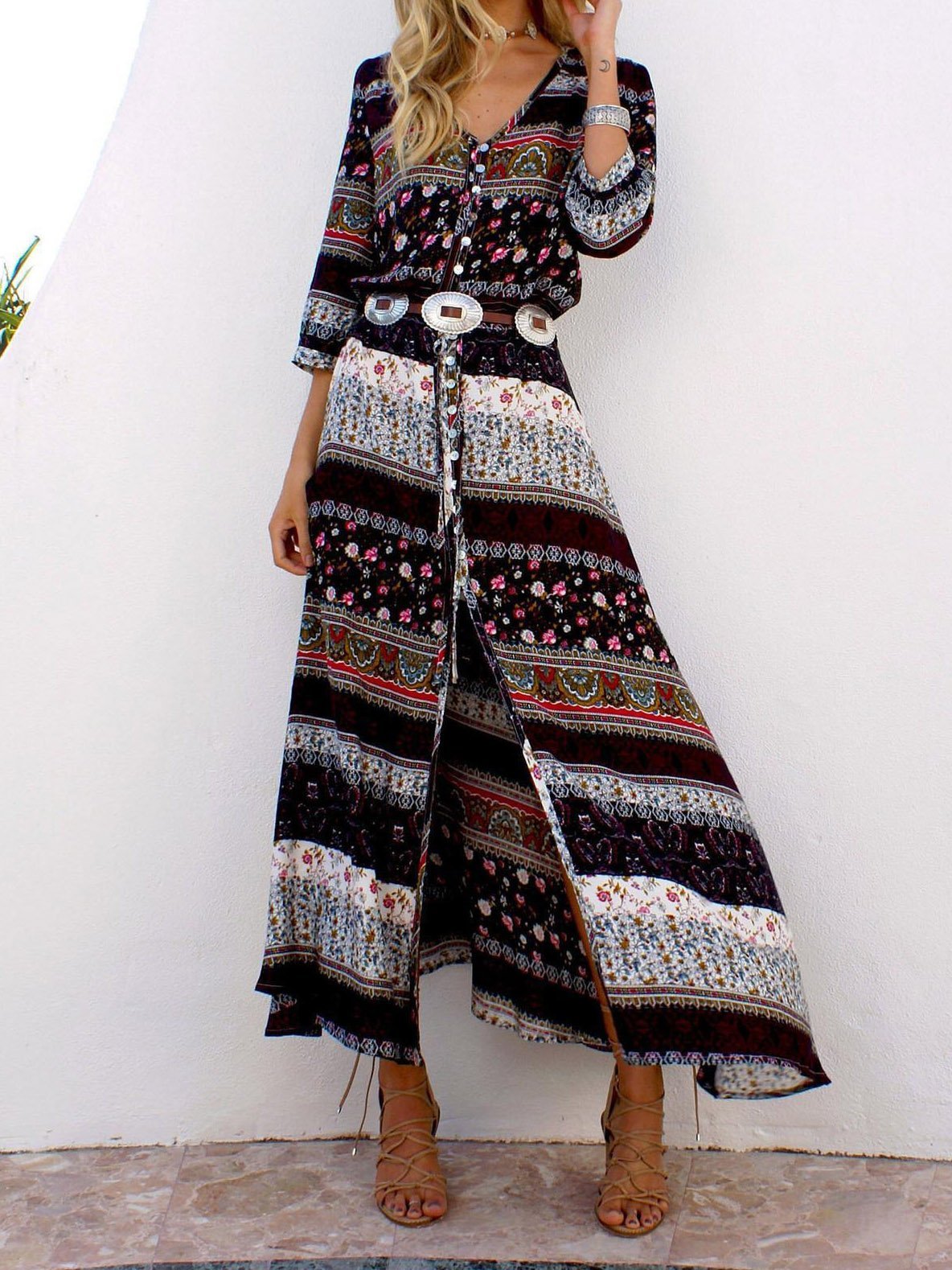 Holiday Cardigan Printed Buttoned Beach Dress - LuckyFash™