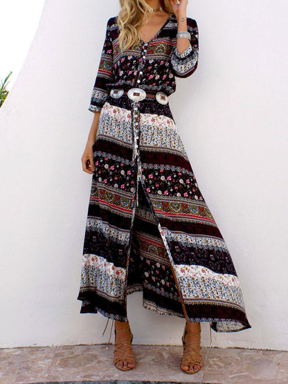 Holiday Cardigan Printed Buttoned Beach Dress - LuckyFash™