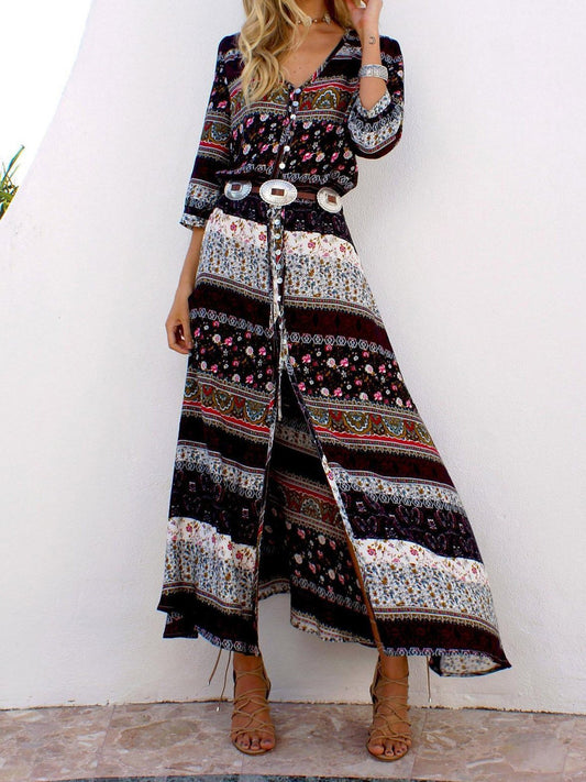 Holiday Cardigan Printed Buttoned Beach Dress - LuckyFash™