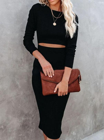 Hollow Long Sleeve Tight Midi Dress - LuckyFash™