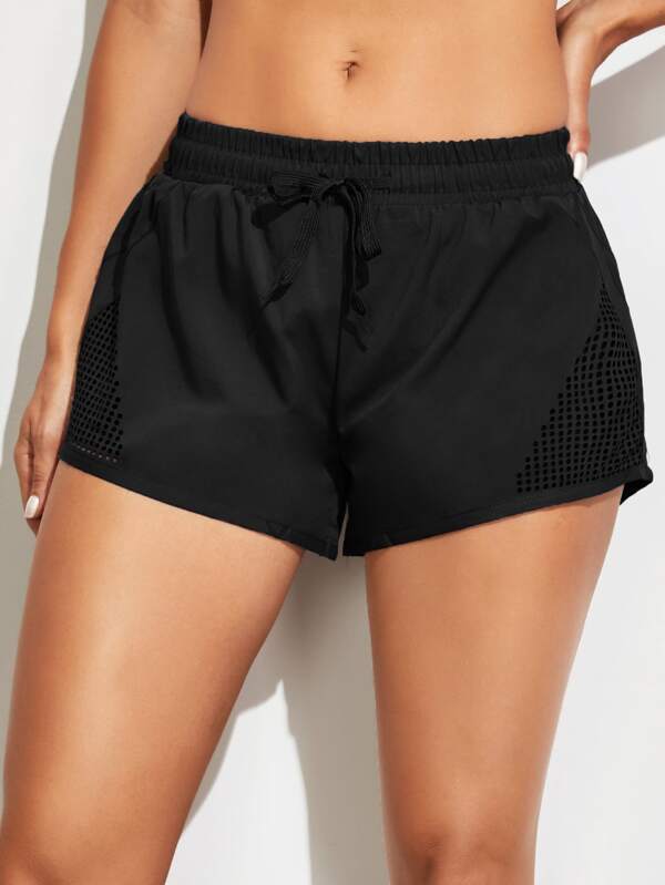 Hollow Out Drawstring Waist Sports Shorts - LuckyFash™