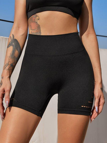 Hollow Out Solid Biker Shorts - LuckyFash™