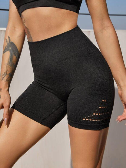 Hollow Out Solid Biker Shorts - LuckyFash™