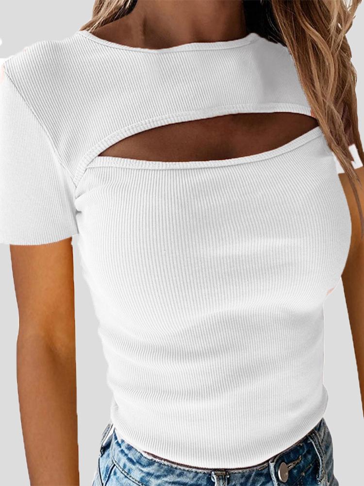 Hollow Short Sleeve Slim T-Shirts - LuckyFash™