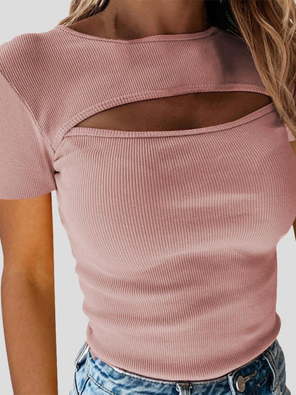 Hollow Short Sleeve Slim T-Shirts - LuckyFash™