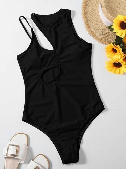 Hollow Solid Color One-piece Swimsuit - LuckyFash™