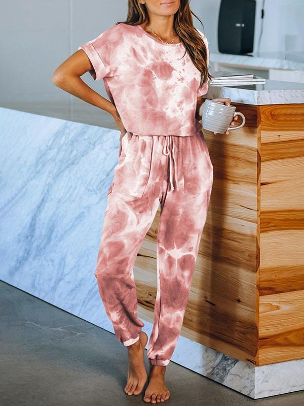 Homewear Short-sleeved Tie-dye Printed Pajamas - LuckyFash™