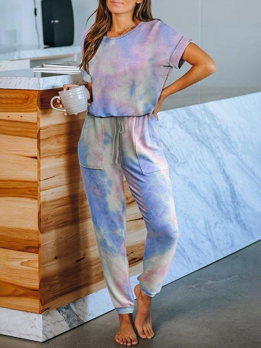 Homewear Short-sleeved Tie-dye Printed Pajamas - LuckyFash™