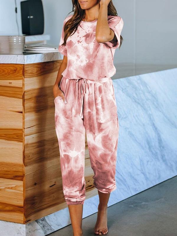 Homewear Short-sleeved Tie-dye Printed Pajamas - LuckyFash™
