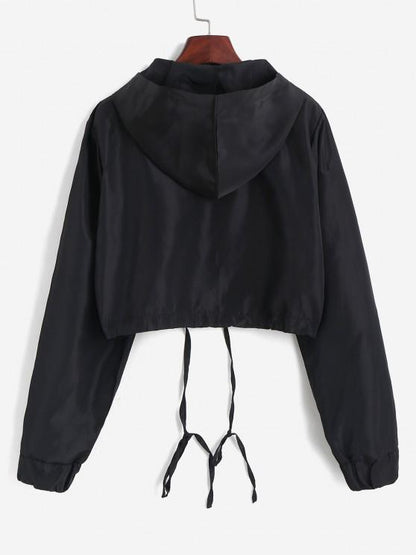Hooded Cropped Windbreaker Jacket - LuckyFash™