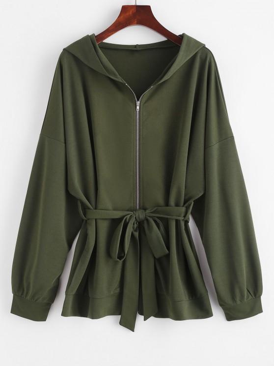 Hooded Drop Shoulder Belted Coat - LuckyFash™