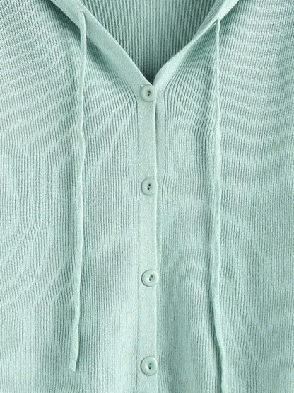 Hooded Drop Shoulder Single Breasted Cardigan - LuckyFash™