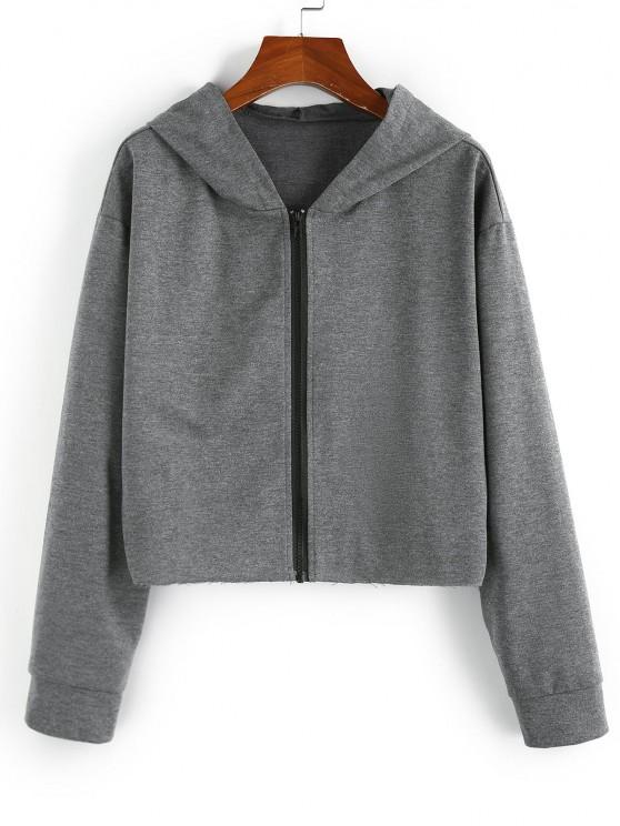 Hooded Drop Shoulder Zip Up Heather Jacket - LuckyFash™
