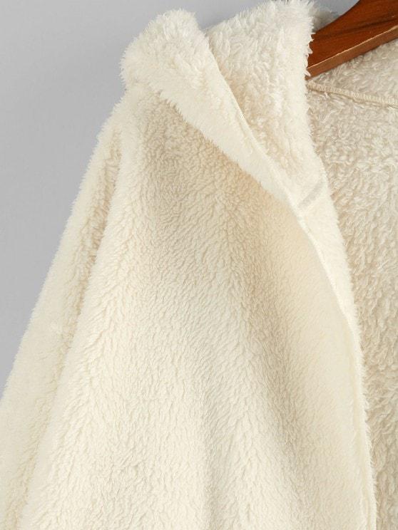 Hooded Faux Fur Open Front Pocket Coat - LuckyFash™