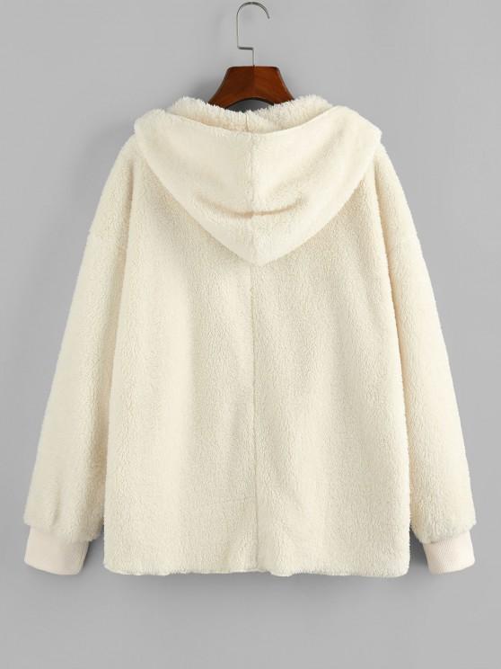 Hooded Faux Fur Open Front Pocket Coat - LuckyFash™