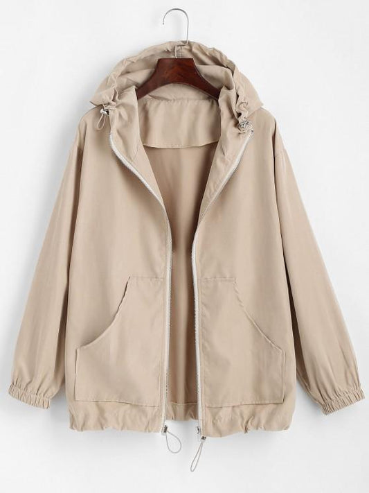 Hooded Front Pocket Drawstring Jacket - LuckyFash™