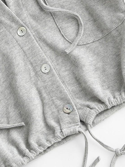 Hooded Front Pocket Knit Jacket - LuckyFash™