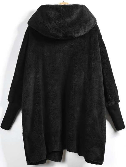 Hooded Open Front Fluffy Teddy Coat - LuckyFash™