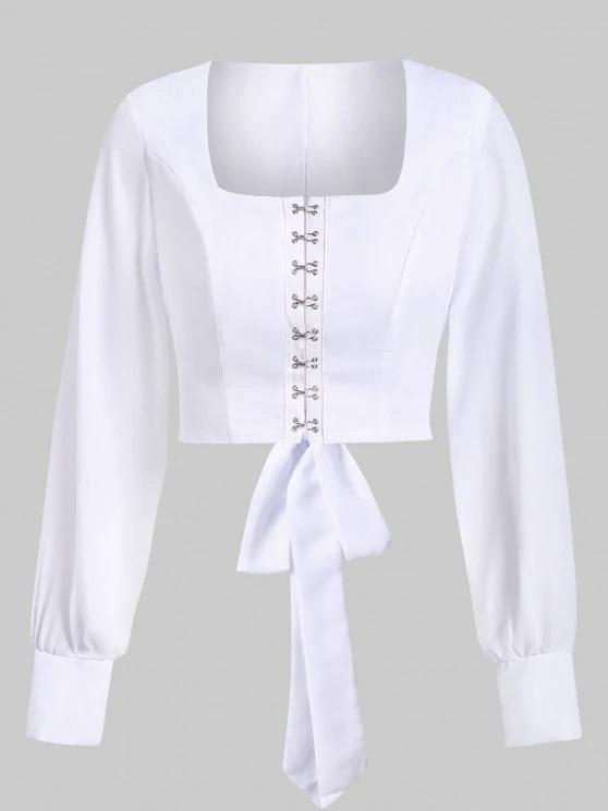 Hook and Eye Chiffon Knot Open Back Crop Top - LuckyFash™