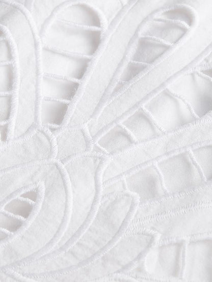 Hook Flower Hollow out Lace up Top Blouse - LuckyFash™