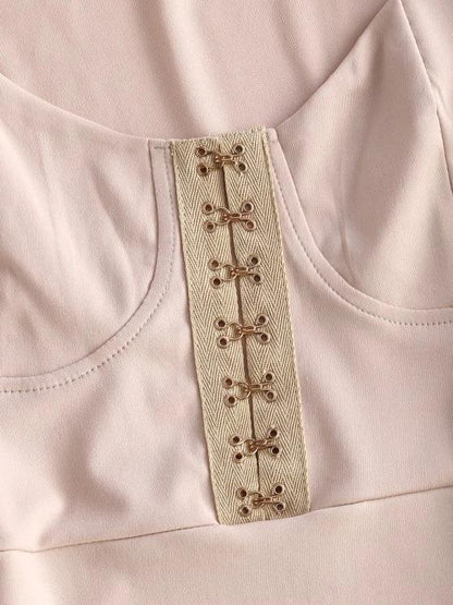 Hook Placket Sweetheart Bodycon Mini Dress - LuckyFash™