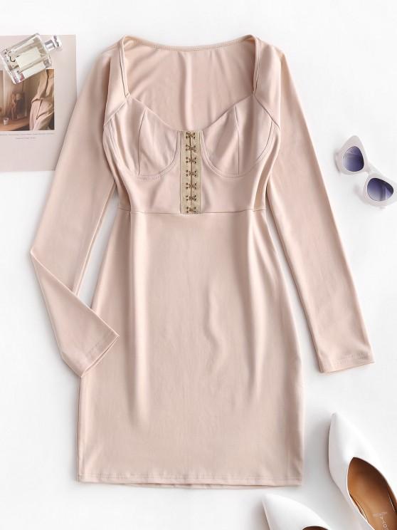 Hook Placket Sweetheart Bodycon Mini Dress - LuckyFash™