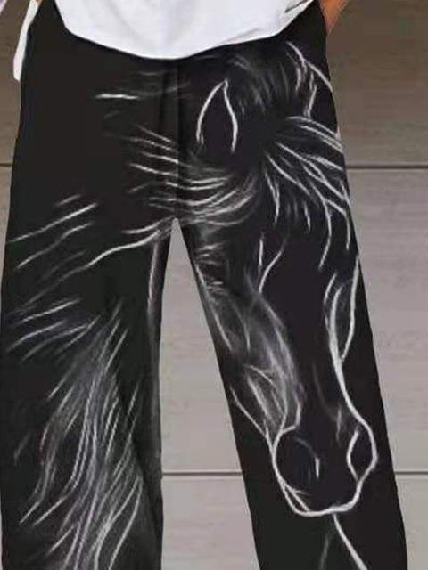 Horse Print Loose Lantern Pocket Pants - LuckyFash™