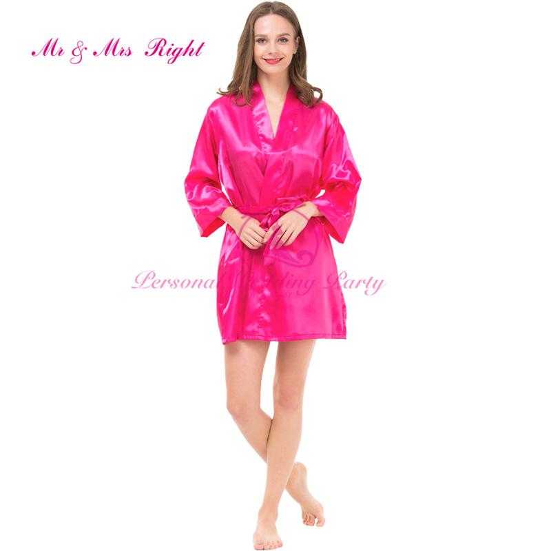 Hot Pink Satin Kimono Robe - LuckyFash™