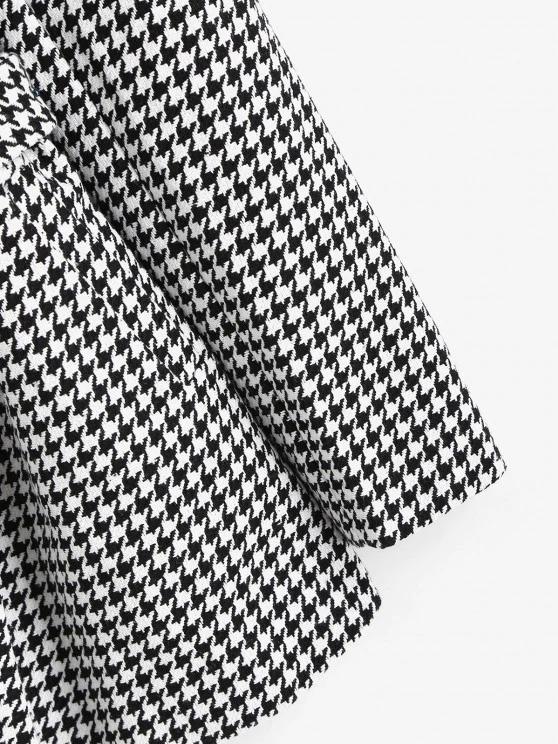 Houndstooth Belted Pocket Tweed Blazer - LuckyFash™