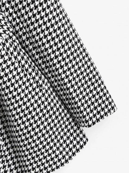 Houndstooth Belted Pocket Tweed Blazer - LuckyFash™