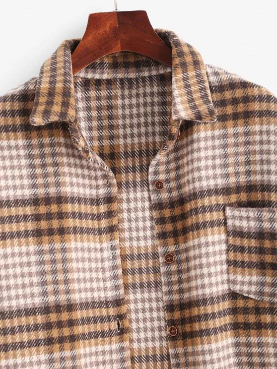 Houndstooth Mix Checked Flannel Shacket - LuckyFash™