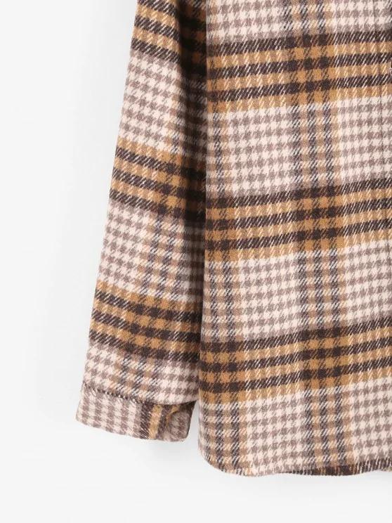 Houndstooth Mix Checked Flannel Shacket - LuckyFash™