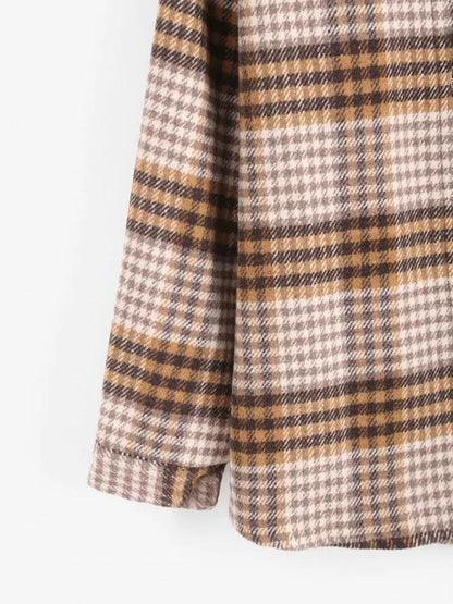 Houndstooth Mix Checked Flannel Shacket - LuckyFash™