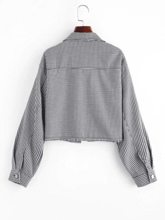 Houndstooth Raw Hem Shacket - LuckyFash™