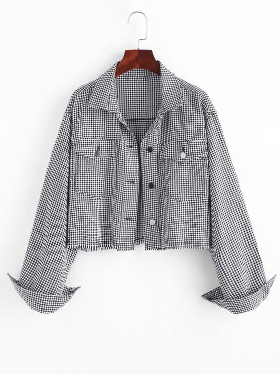 Houndstooth Raw Hem Shacket - LuckyFash™