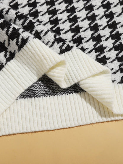 Houndstooth V Neck Sweater Vest - LuckyFash™