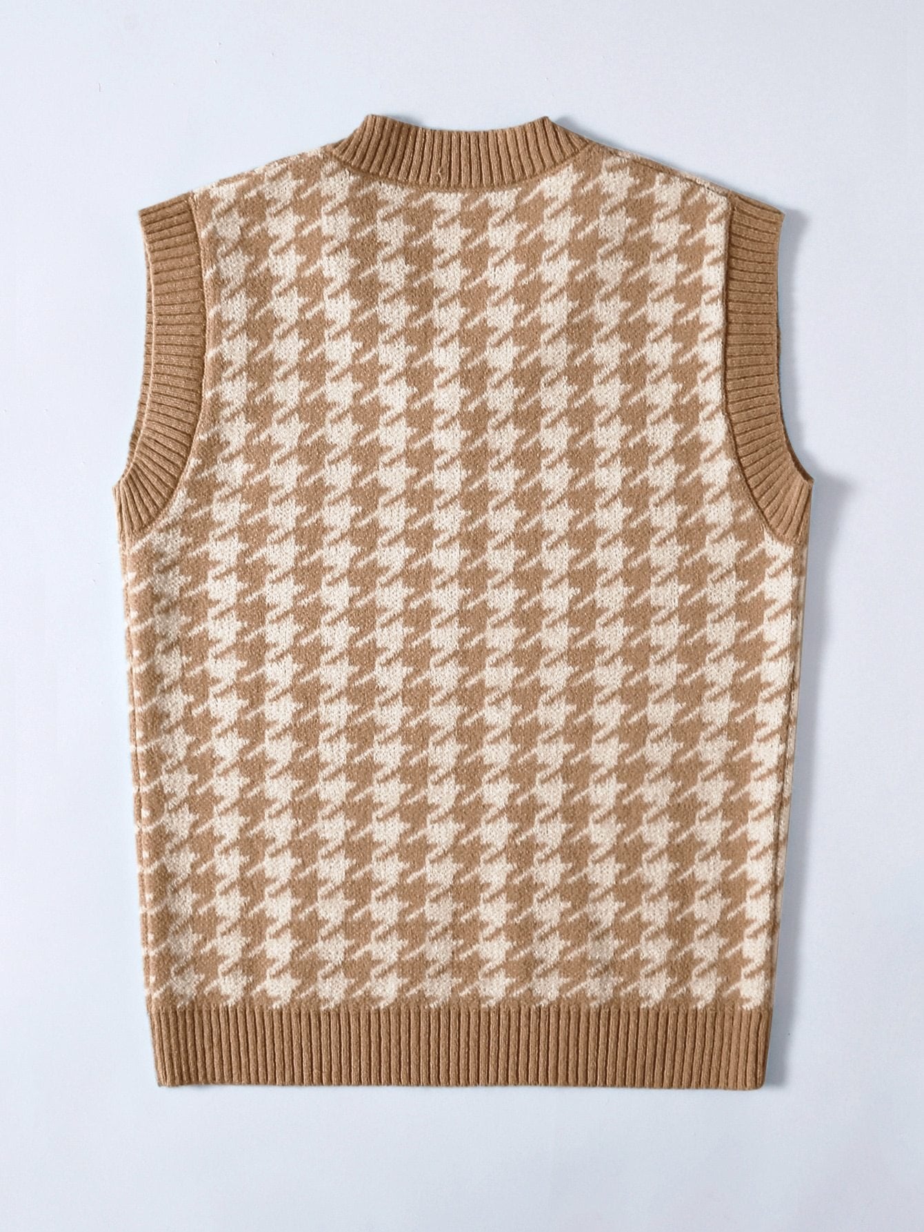Houndstooth V Neck Sweater Vest - LuckyFash™