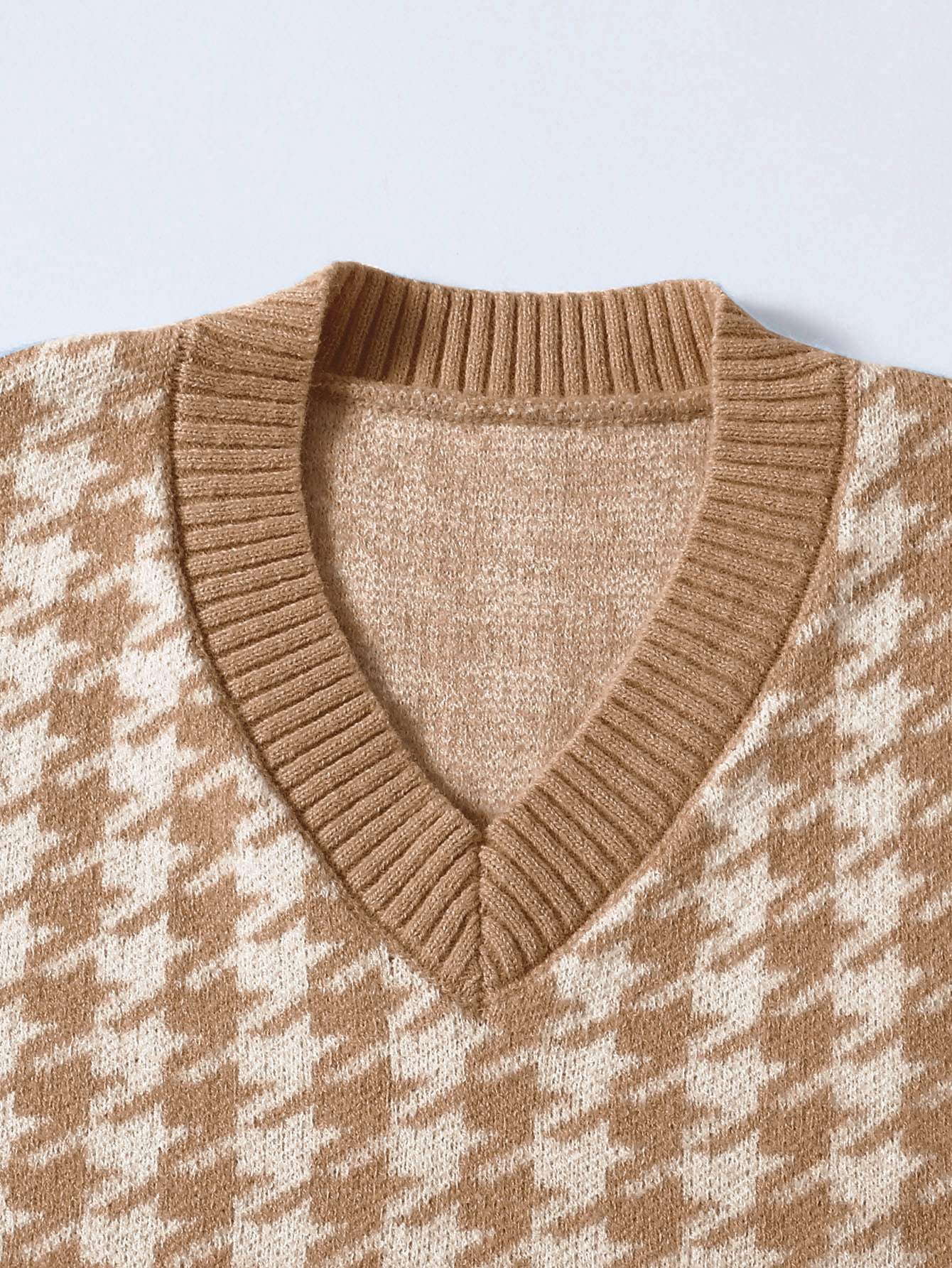 Houndstooth V Neck Sweater Vest - LuckyFash™