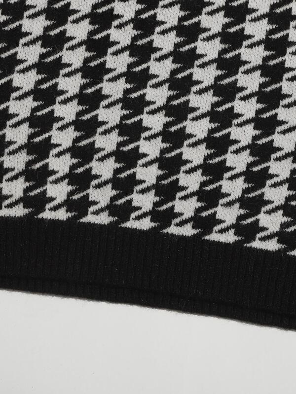 Houndstooth V Neck Sweater Vest - LuckyFash™